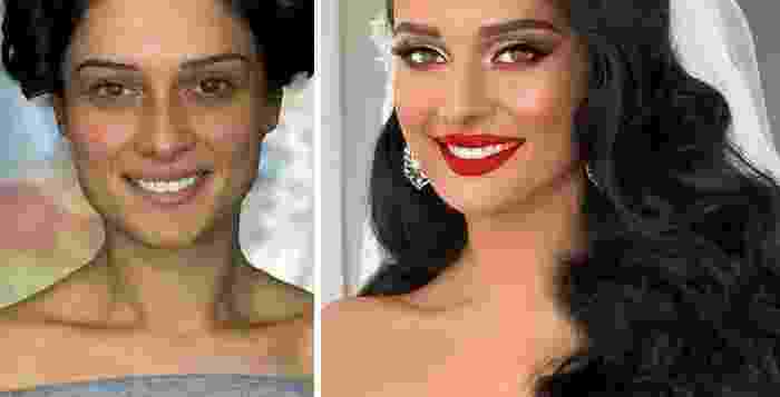 Впечатляющие фото невест до и после макияжа!